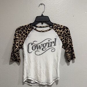 Cowgirl Kids Leopard Sleeve Top